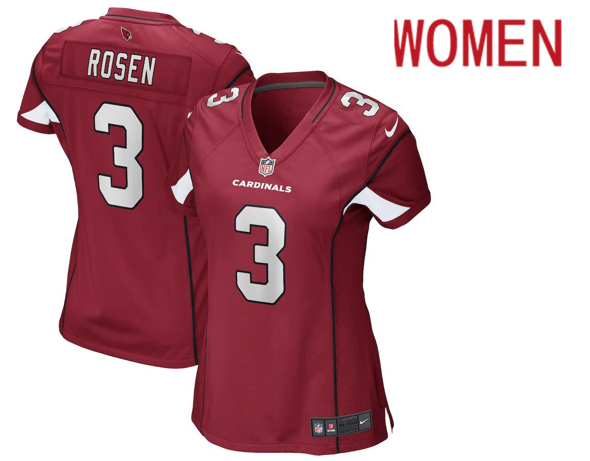 Women Arizona Cardinals #3 Josh Rosen Nike Red Game NFL Jersey->women nfl jersey->Women Jersey